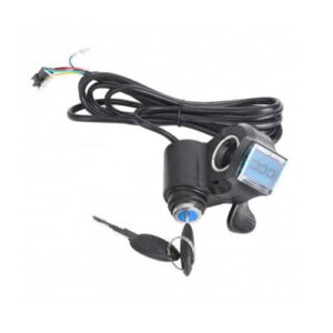 acelerador-de-pulgar-con-voltimetro-y-llave Acelerador de pulgar para patinetes y bicicletas electricas funciones: voltimetro y llave de contactor
