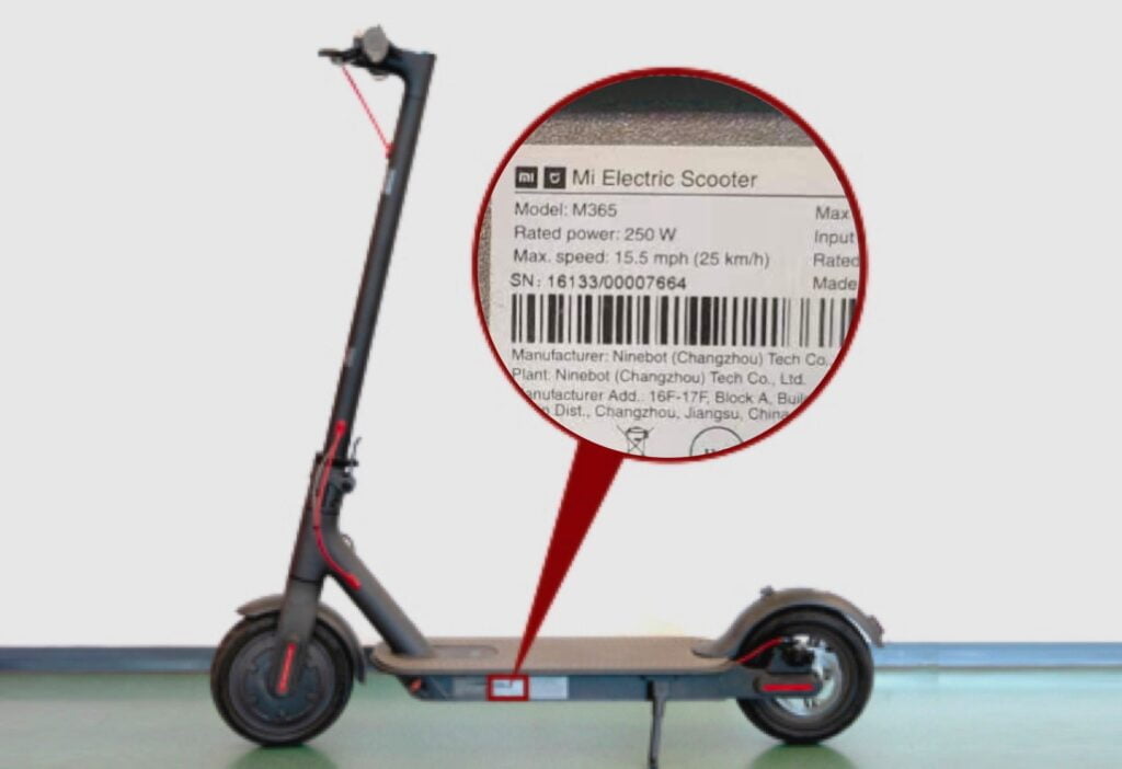 numero serie patinete xiaomi