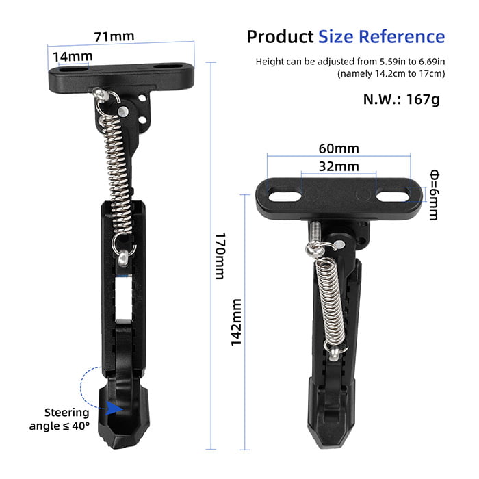Pata de cabra ajustable para Xiaomi M365/Pro /Pro2/1S/MI3 (Negro)