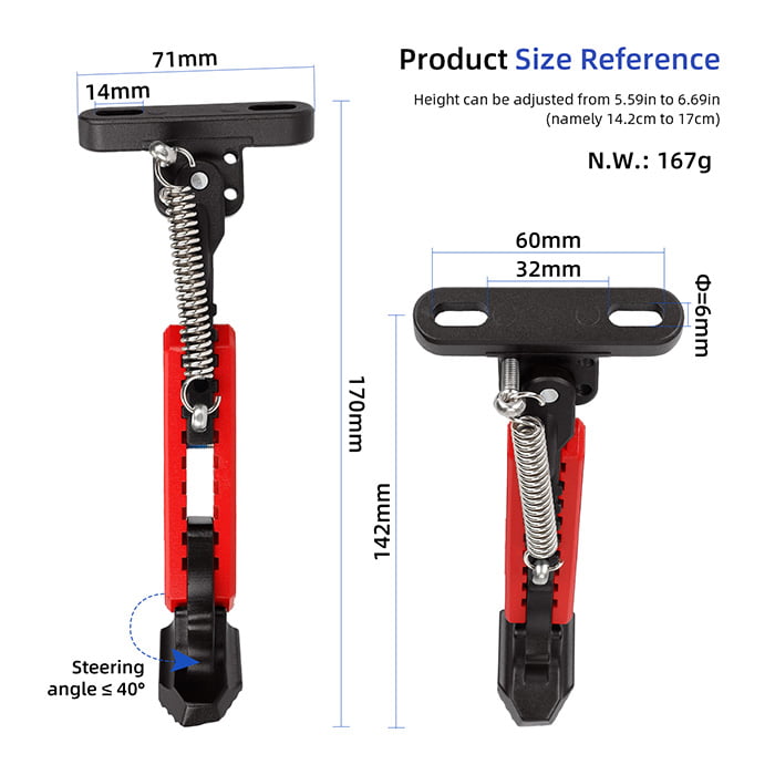 Pata de cabra ajustable para Xiaomi M365_Pro _Pro2_1S_MI3 (negro-rojo) medida Pata de cabra ajustable para Xiaomi M365_Pro _Pro2_1S_MI3 (negro-rojo) medida