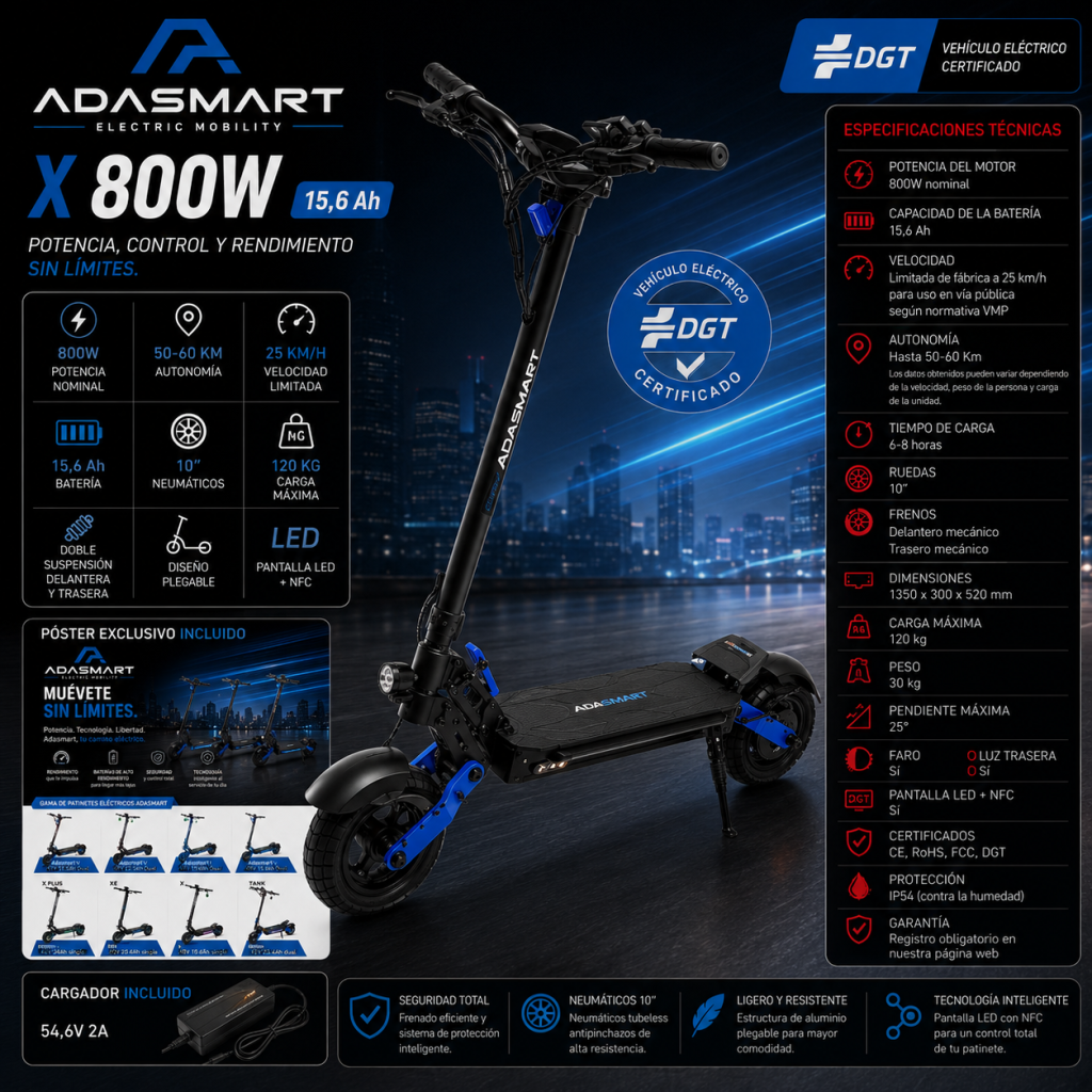 Adasmart X 800w 15,6Ah
