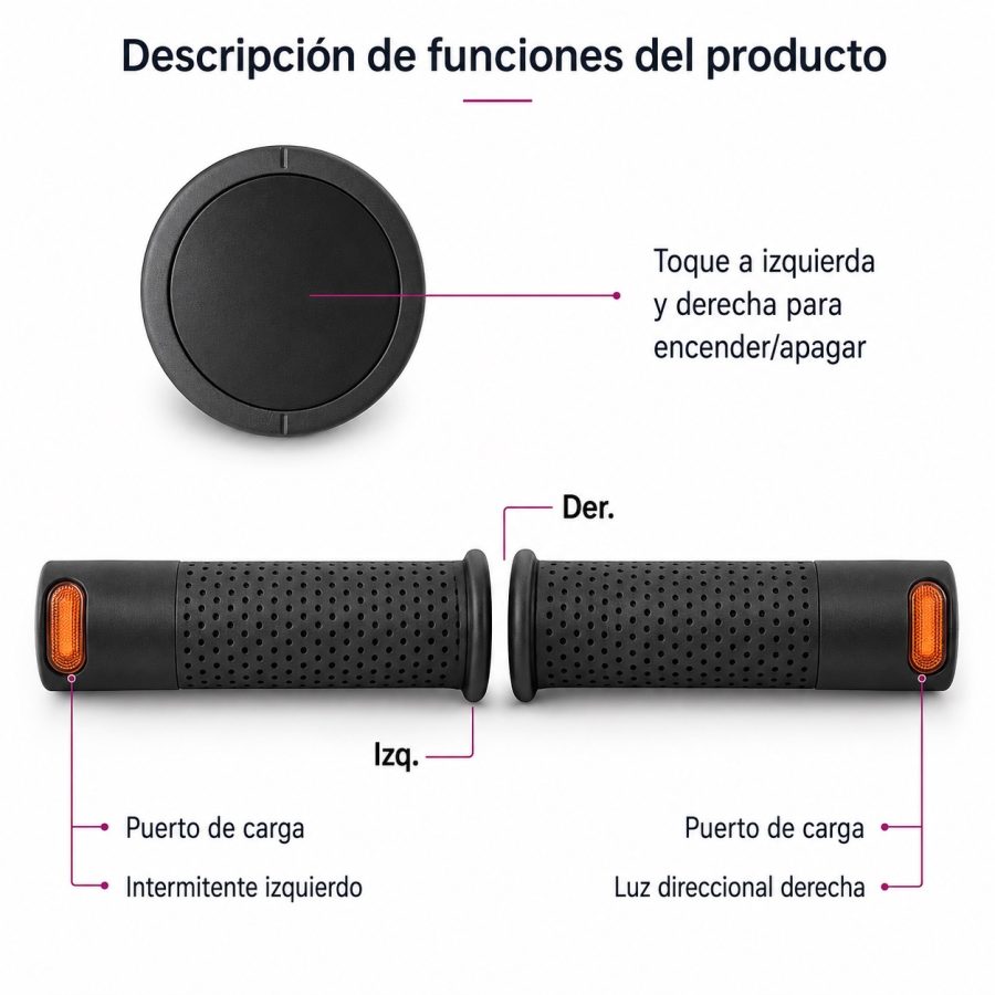 a-094-luz5 Puño con Intermitente para patinete/bicicleta - mando inalámbrico
